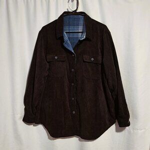 Love Tree Women's XL Reversible Jacket Corduroy Plaid Flannel Shacket
